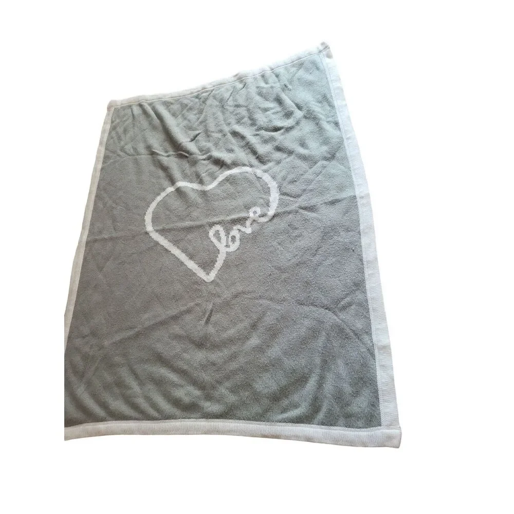 Pottery Barn Kids Blanket 30x35 Inch Grey Love Toddler Lap Blankie‎ Throw